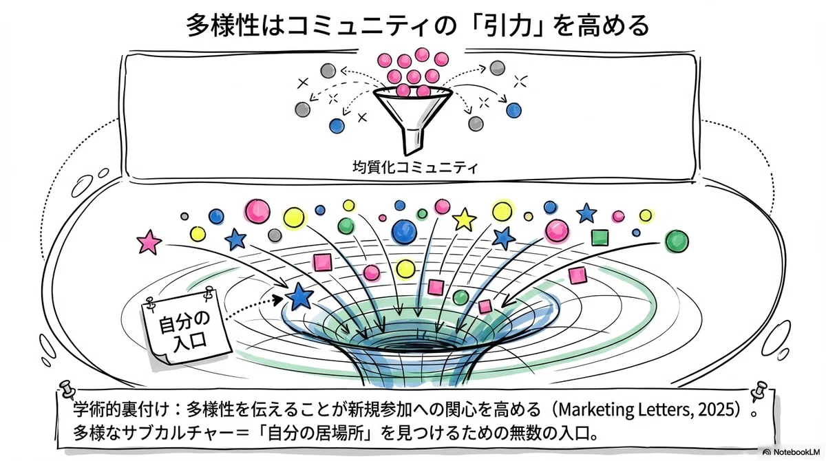 多様性はコミュニティの「引力」を高める