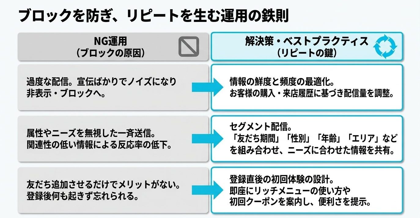 ブロックを防ぎ、リピートを生む運用の鉄則